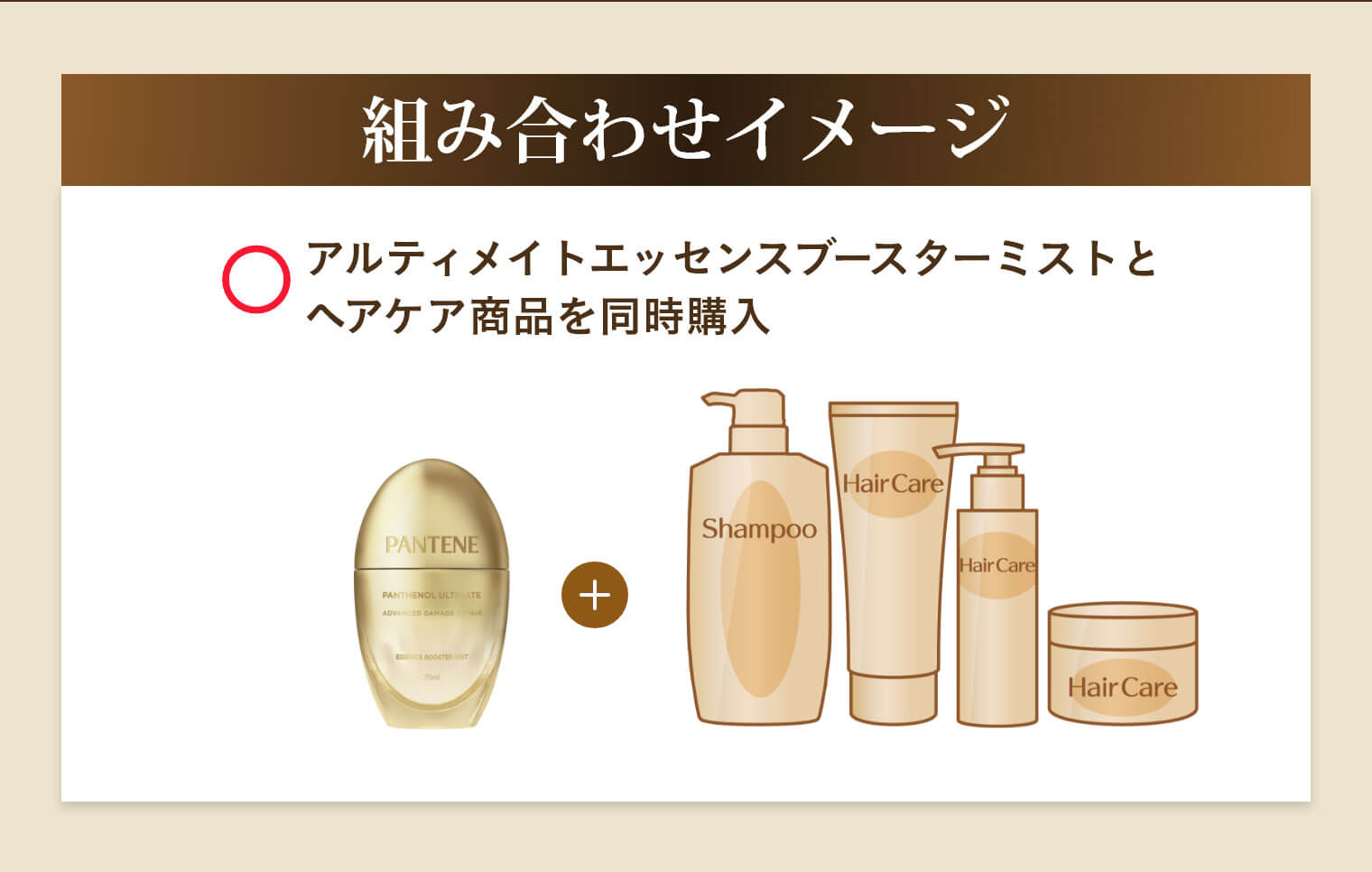 組み合わせイメージ アルティメイトエッセンスブースターミストとヘアケア商品を同時購入