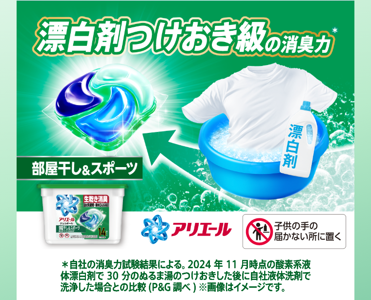 漂白剤つけおき級の消臭力