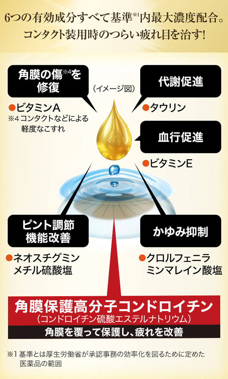6つの有効成分すべて基準内最大濃度配合。