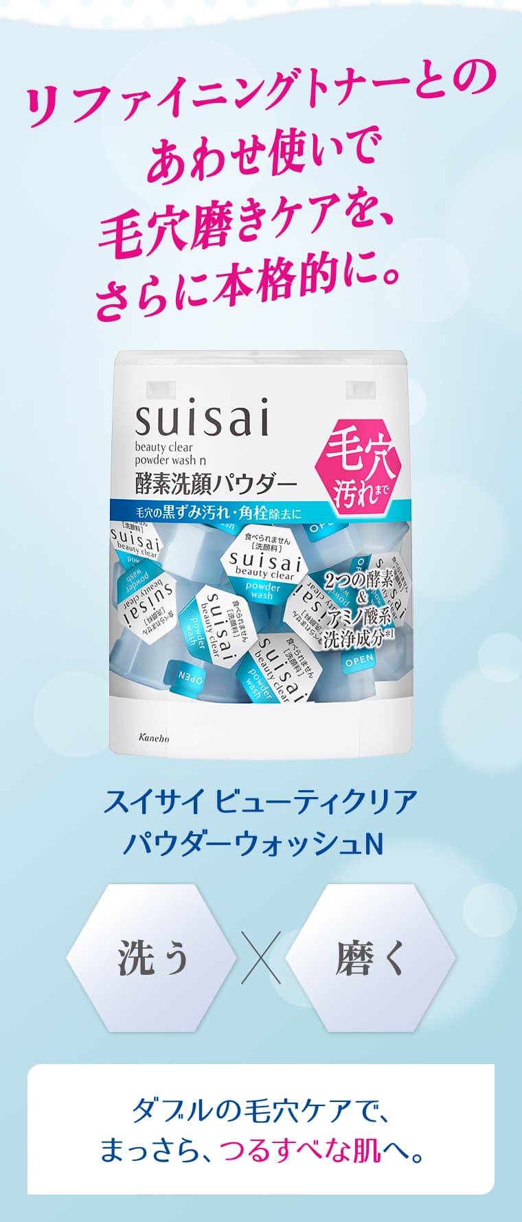 リファイニングトナーとのあわせ使いで毛穴磨きケアを、さらに本格的に。
