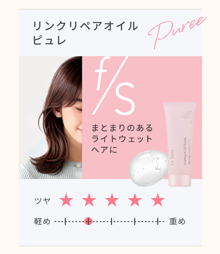 リンクリペアオイル ピュレ　まとまりのあるライトウェットヘアに