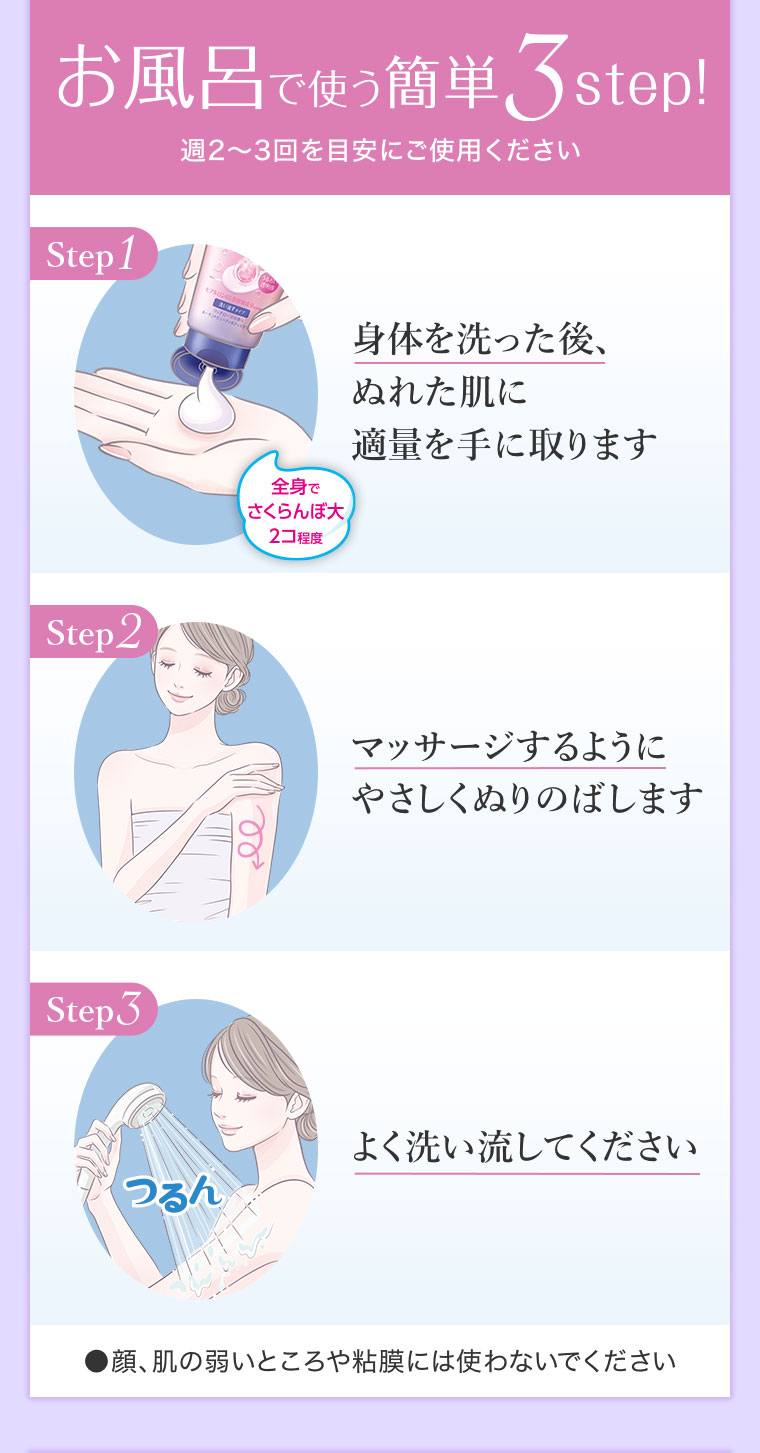 お風呂で使う簡単3step!