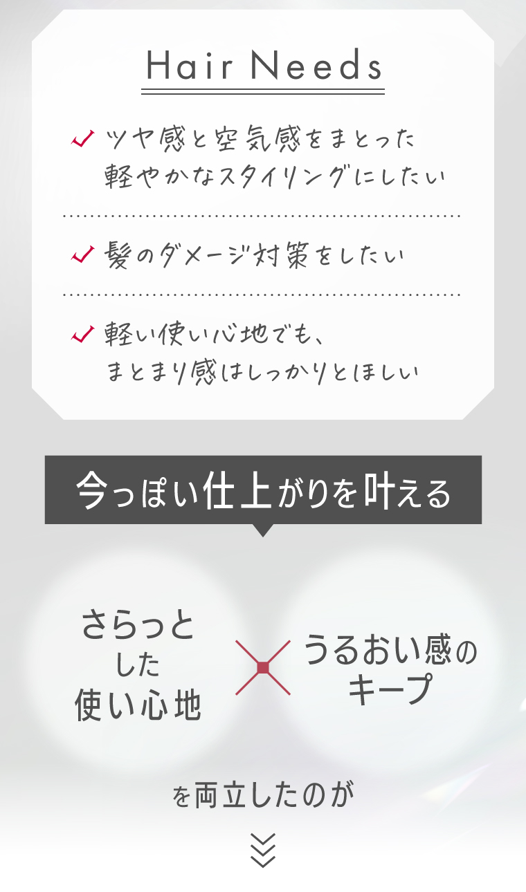 さらっとした使い心地とダメージへの補修力を両立