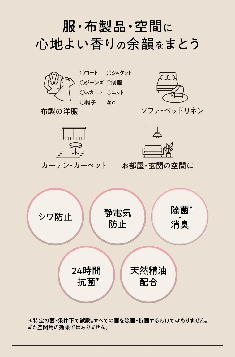 服・布製品・空間に心地よい香りの余韻をまとう