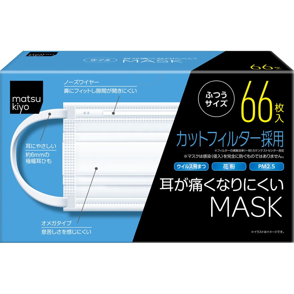 ｍａｔｓｕｋｉｙｏ 耳が痛くなりにくいマスク ふつうサイズ 66枚（33枚×2パック）