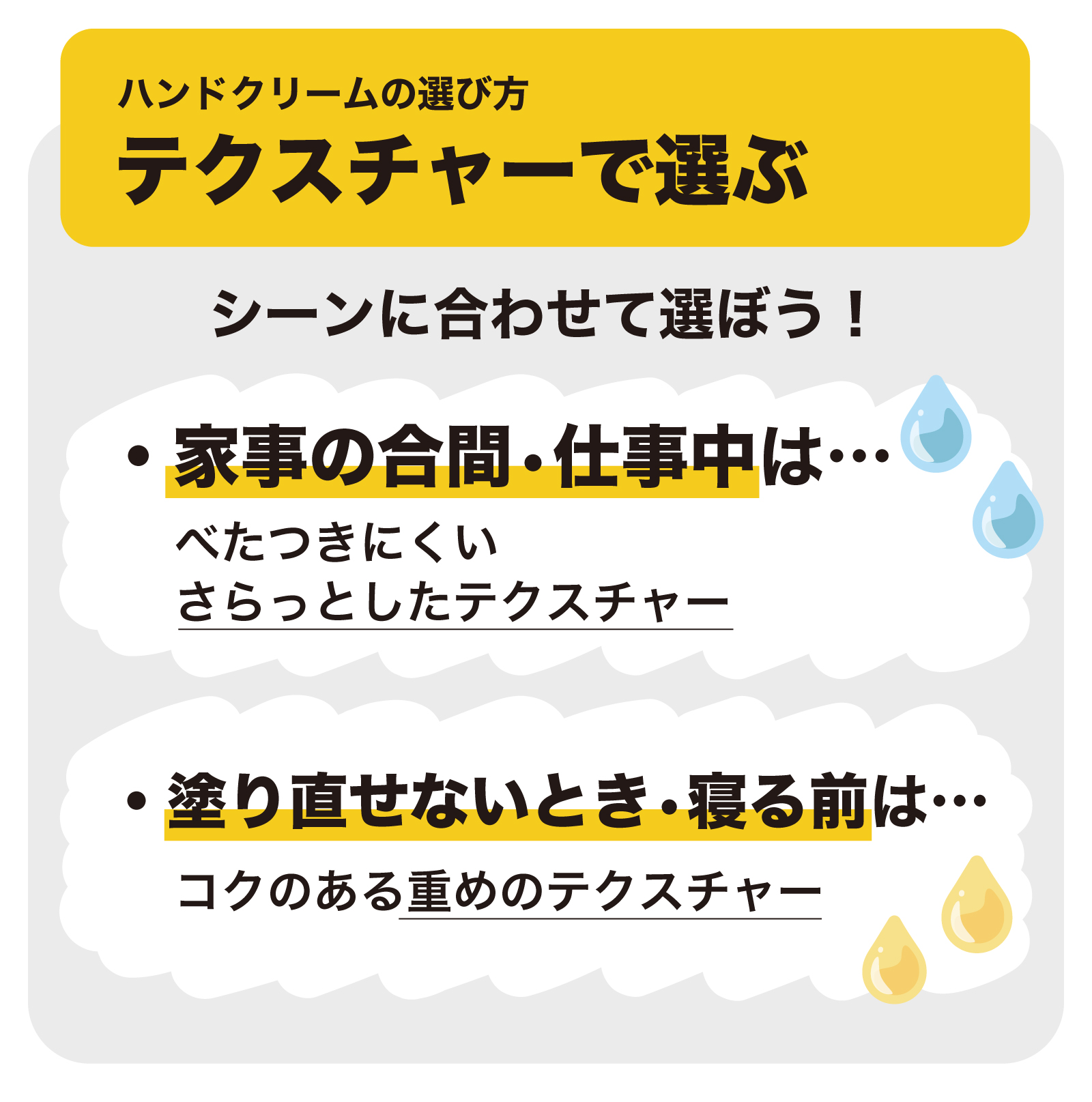 テクスチャーはシーンに合わせて選ぶ