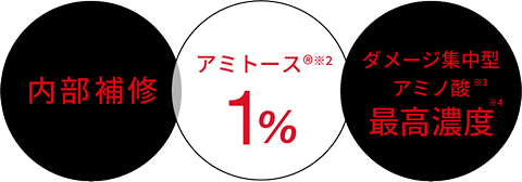 内部補修 アミトース®※2 1% ダメージ集中型アミノ酸※4 最高濃度