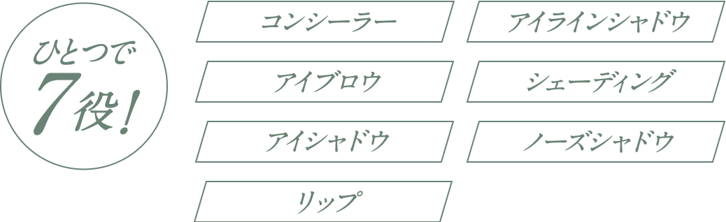 ひとつで7役！コンシーラー アイラインシャドウ アイブロウ シェーディング アイシャドウ ノーズシャドウ リップ