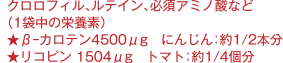βｰカロテン、リコピン、アスタキサンチンなど