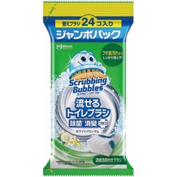 スクラビングバブル流せるトイレブラシ除菌消臭プラスホワイトブロッサム付替ジャンボパックの画像