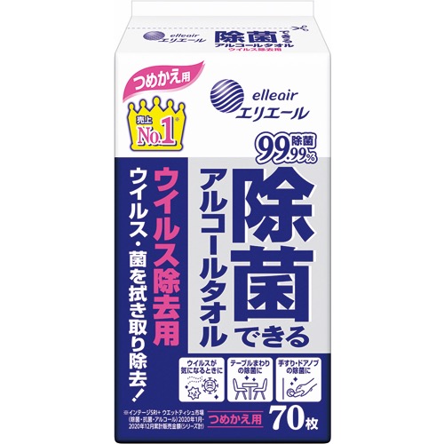 エリエール除菌できるアルコールタオルウイルス除去用詰替の画像