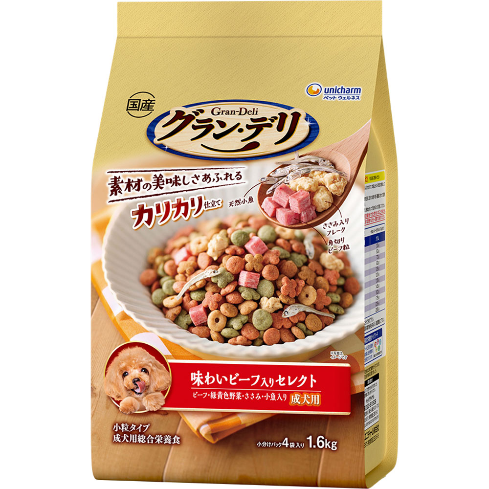 グラン・デリ カリカリ 成犬ビーフセレクト １．６ｋｇ ユニ・チャームペットケア