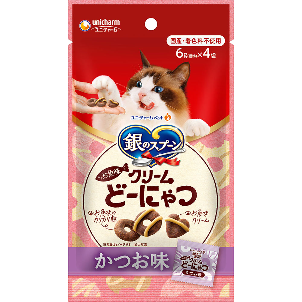 銀のスプーンおやつお魚味クリームどーにゃつかつお味 ２４ｇ ユニ・チャームペットケア