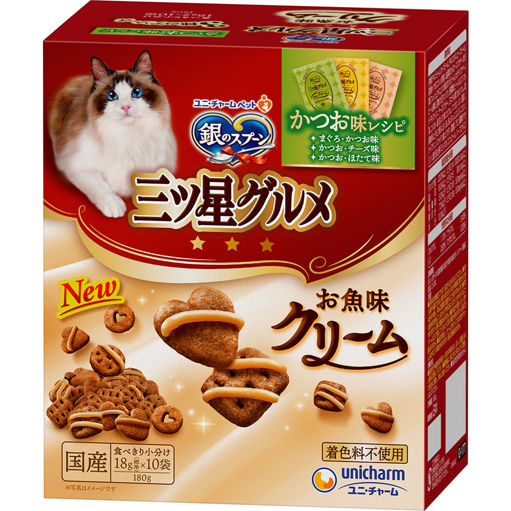 三ツ星グルメ　お魚クリームかつおレシピ３種アソート １８０ｇ ユニ・チャームペットケア