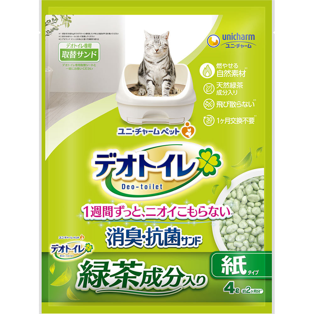 一週間消臭・抗菌デオトイレ 飛び散らない緑茶抗菌成分入り消臭サンド ４Ｌ ユニ・チャームペットケア