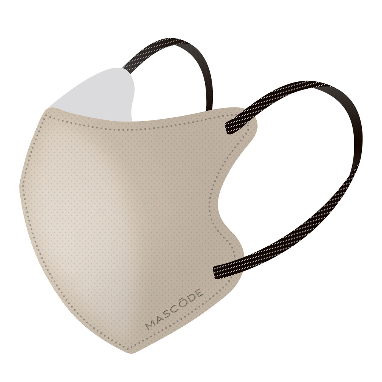 マスコード　３Ｄマスクグリッター　グレージュ×ブラックシルバー紐 ７枚 サンスマイル