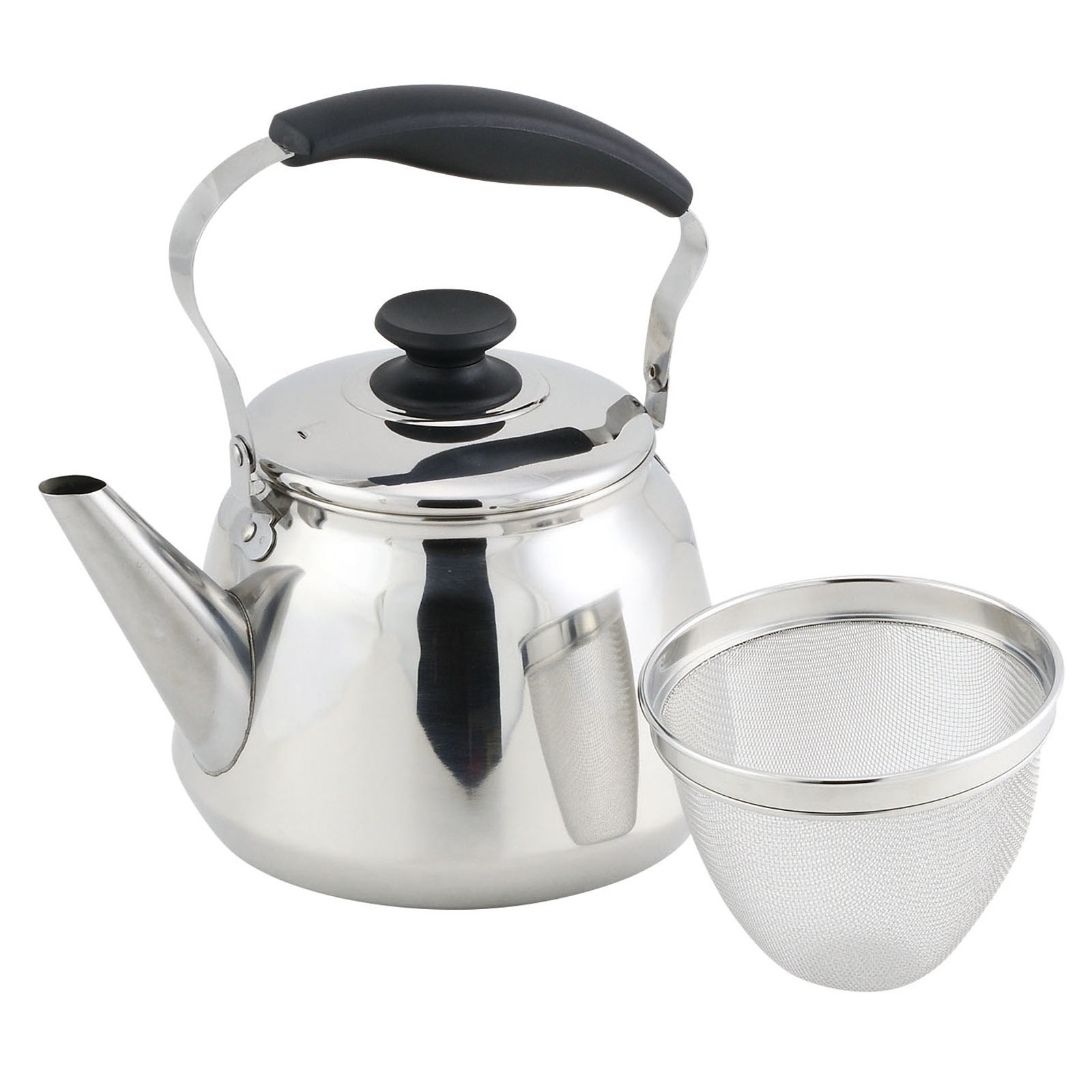フレッティIII　18-8ステンレス製広口ケットル1.6L(茶こしアミ付) ＿ パール金属
