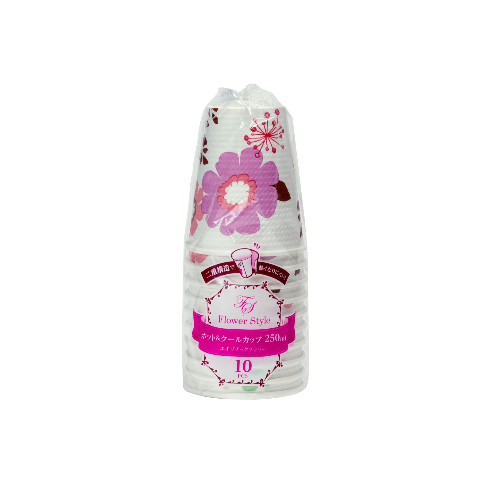 ホット＆クールカップエキゾチックフラワー ２５０ｍｌ １０個 ストリックスデザイン