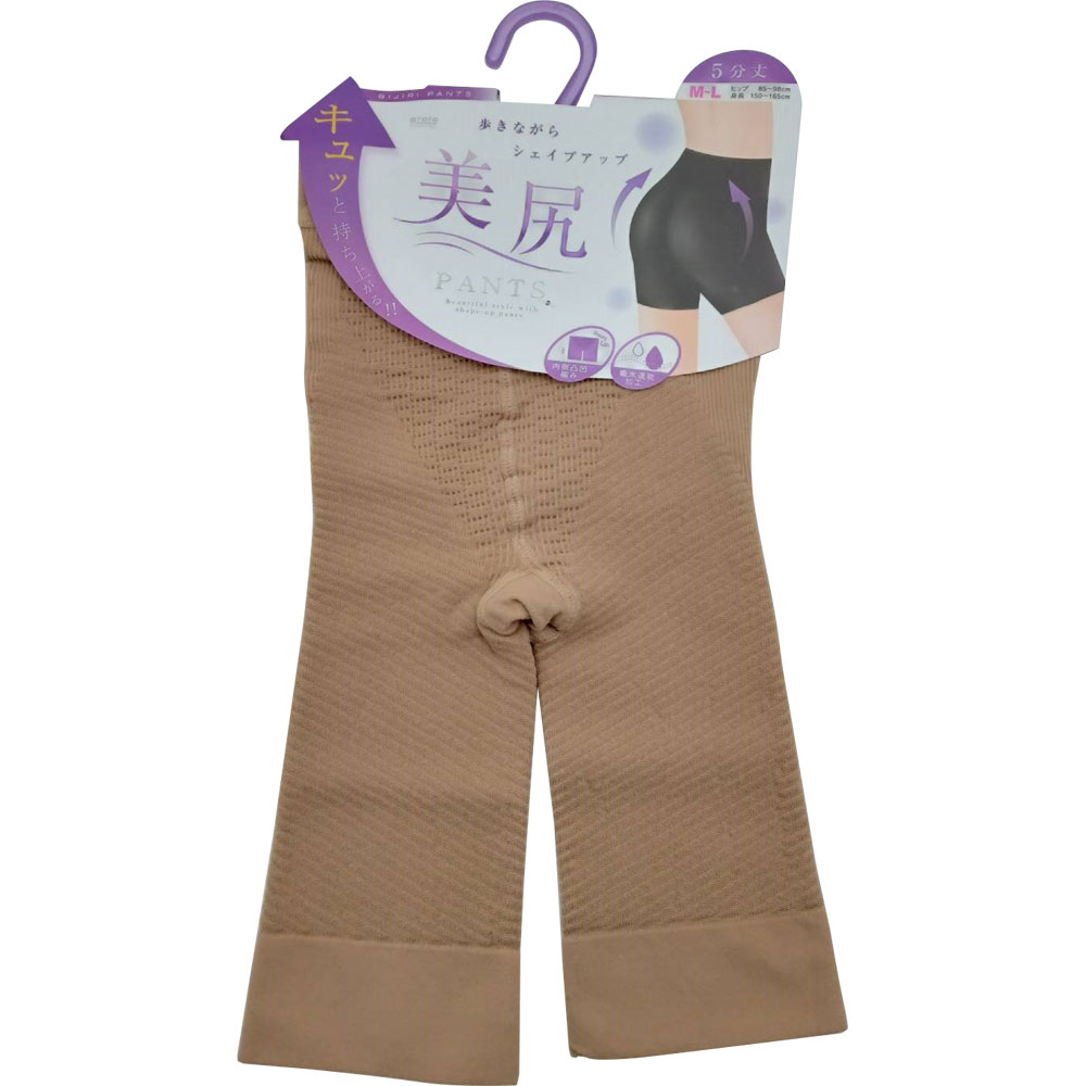 美尻パンツ５分丈 吸水速乾加工 ベージュ Ｍ－Ｌ ㈱グラト