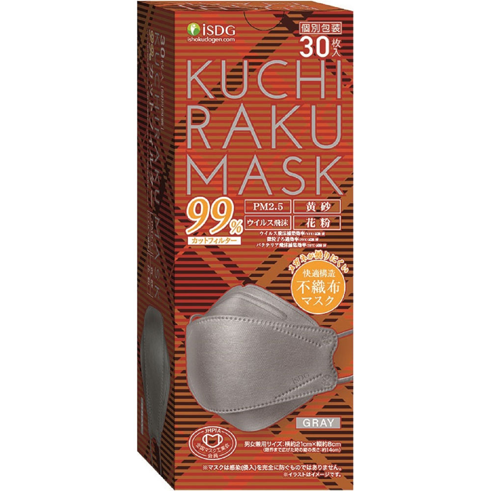 ＫＵＣＨＩＲＡＫＵＭＡＳＫ グレー 個包装３０枚入 医食同源ドットコム