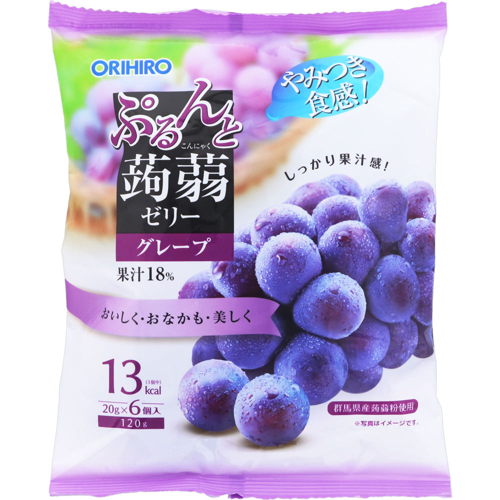 ぷるんと蒟蒻ゼリーパウチ グレープ ２０ｇ×６個 オリヒロプランデュ