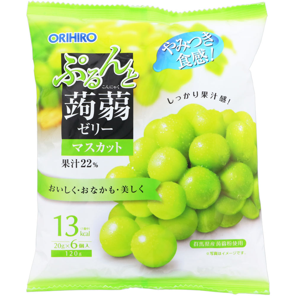 ぷるんと蒟蒻ゼリーパウチ マスカット ２０ｇ×６個 オリヒロプランデュ