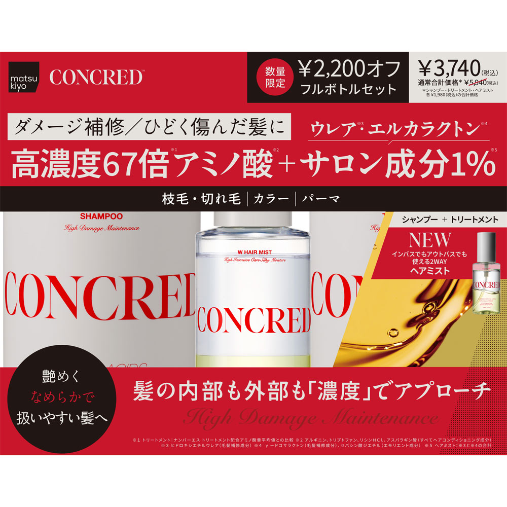 mk コンクレッド ハイダメージトリプルセット 400g×2/100ml