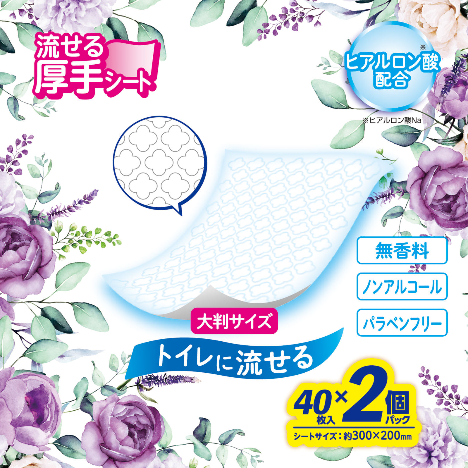 こころ想い流せるおしりふき大判 ４０枚×２Ｐ レック