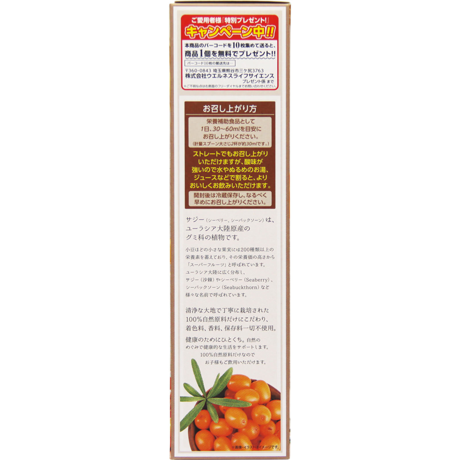 サジー １００％ジュース ３６０ｍｌ ウエルネスライフサイエンス