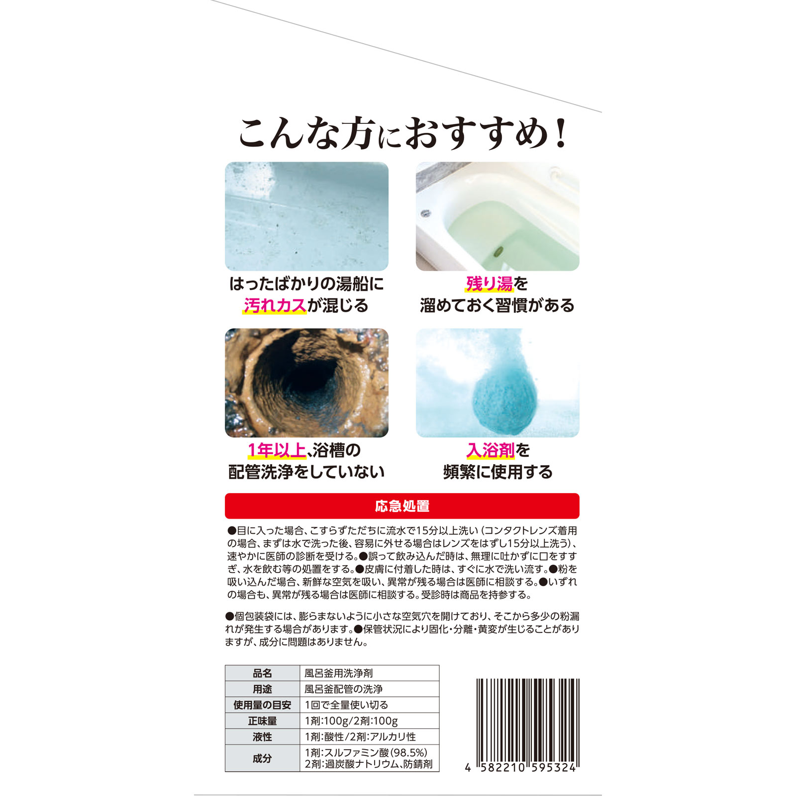 クリーンプラネット 浴槽の配管 丸洗浄 Professional 1剤100g2剤100g blessing