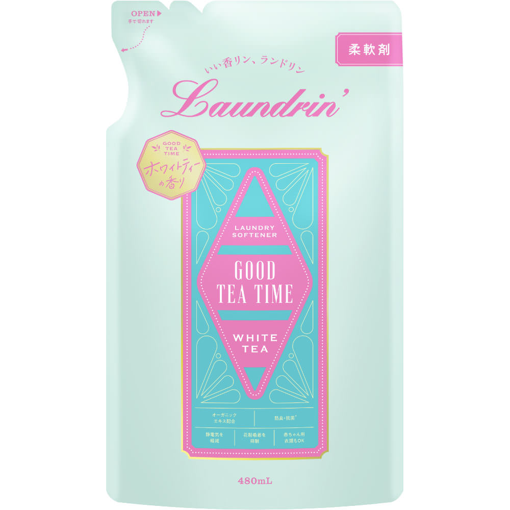 ランドリン　柔軟剤　ホワイトティーの香り　詰替 ４８０ｍｌ ネイチャーラボ