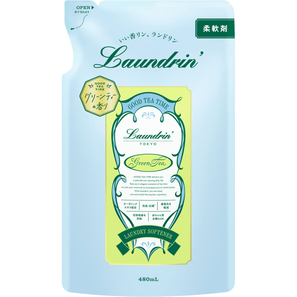 ランドリンＴＥＡ　柔軟剤　グリーンティーの香り　詰替 ４８０ｍｌ ネイチャーラボ