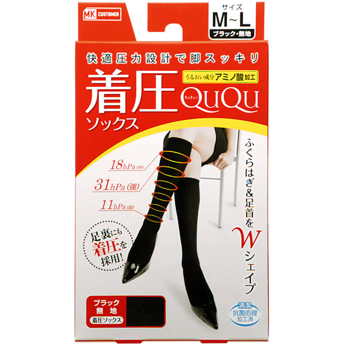MK QUQU 着圧ソックス ブラックＭ－Ｌ ハヤシ・ニット