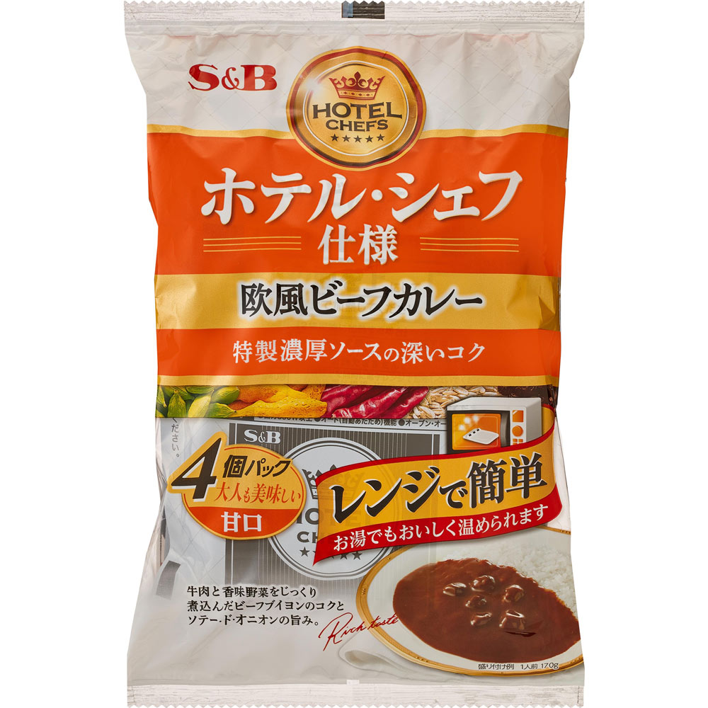 ホテル・シェフ仕様 欧風ビーフカレー４個パック 甘 ６８０ｇ ヱスビー食品