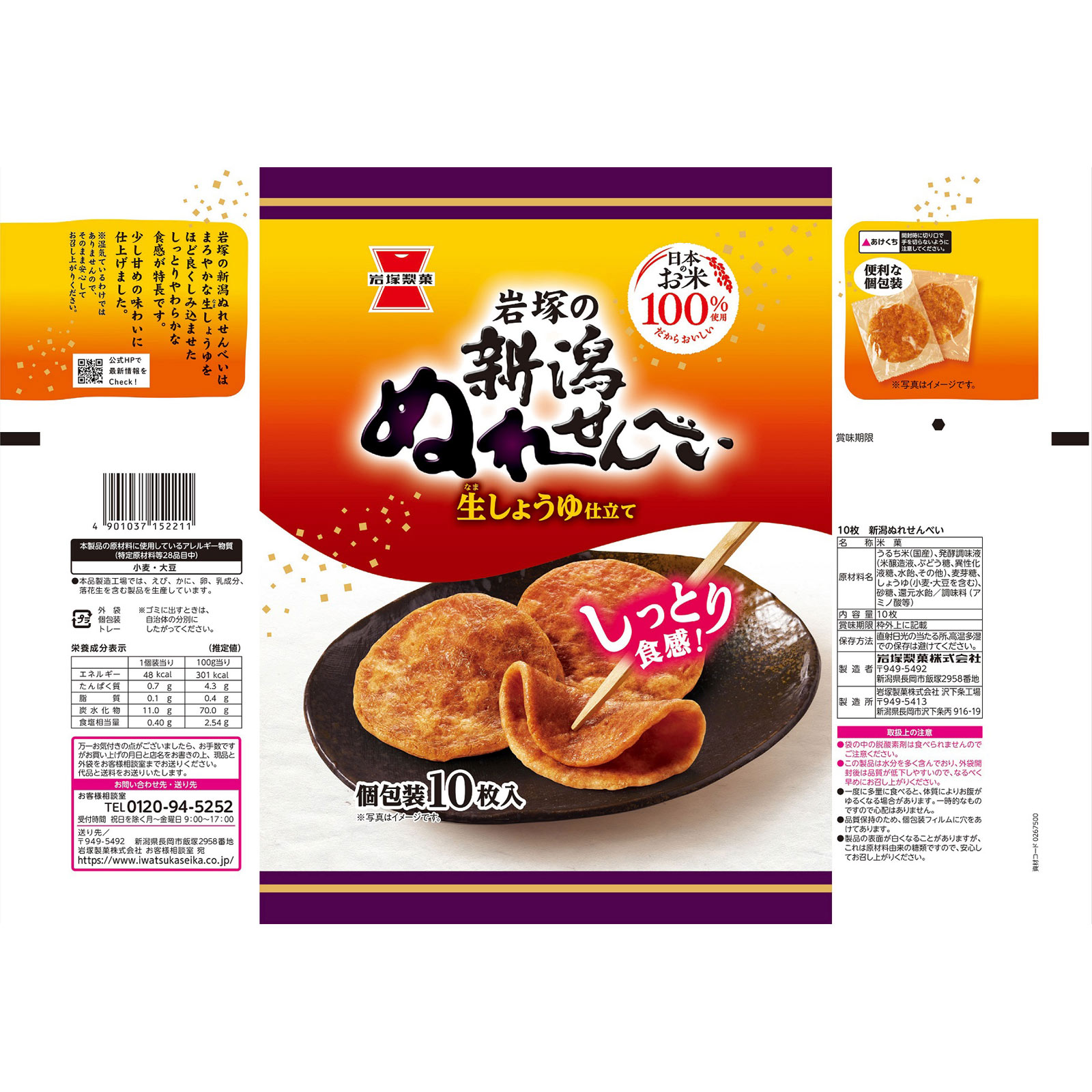 新潟ぬれせんべい １０枚 岩塚製菓