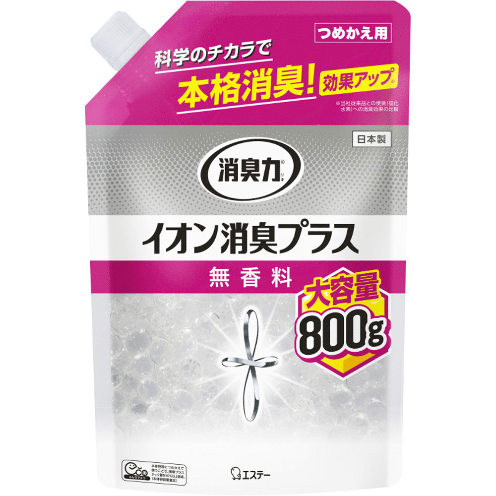 消臭力 クリアビーズ イオン消臭プラス 大容量 消臭剤 部屋 つめかえ 無香料 ８００ｇ エステー