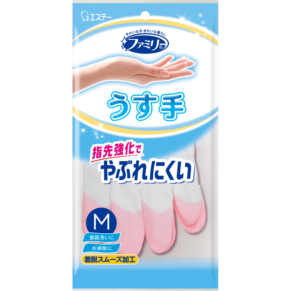 ファミリー ビニールうす手 指先抗ウイルス加工 Ｍ ピンク １双 エステー