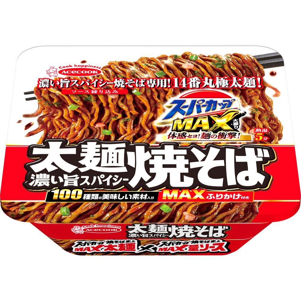 スーパーカップ ＭＡＸ大盛太麺濃い旨 スパイシー焼そば １７６ｇ エースコック