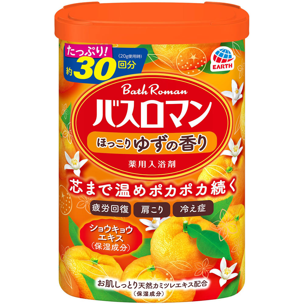 バスロマン ほっこりゆずの香り 薬用入浴剤 粉末 ６００ｇ アース製薬 (医薬部外品)