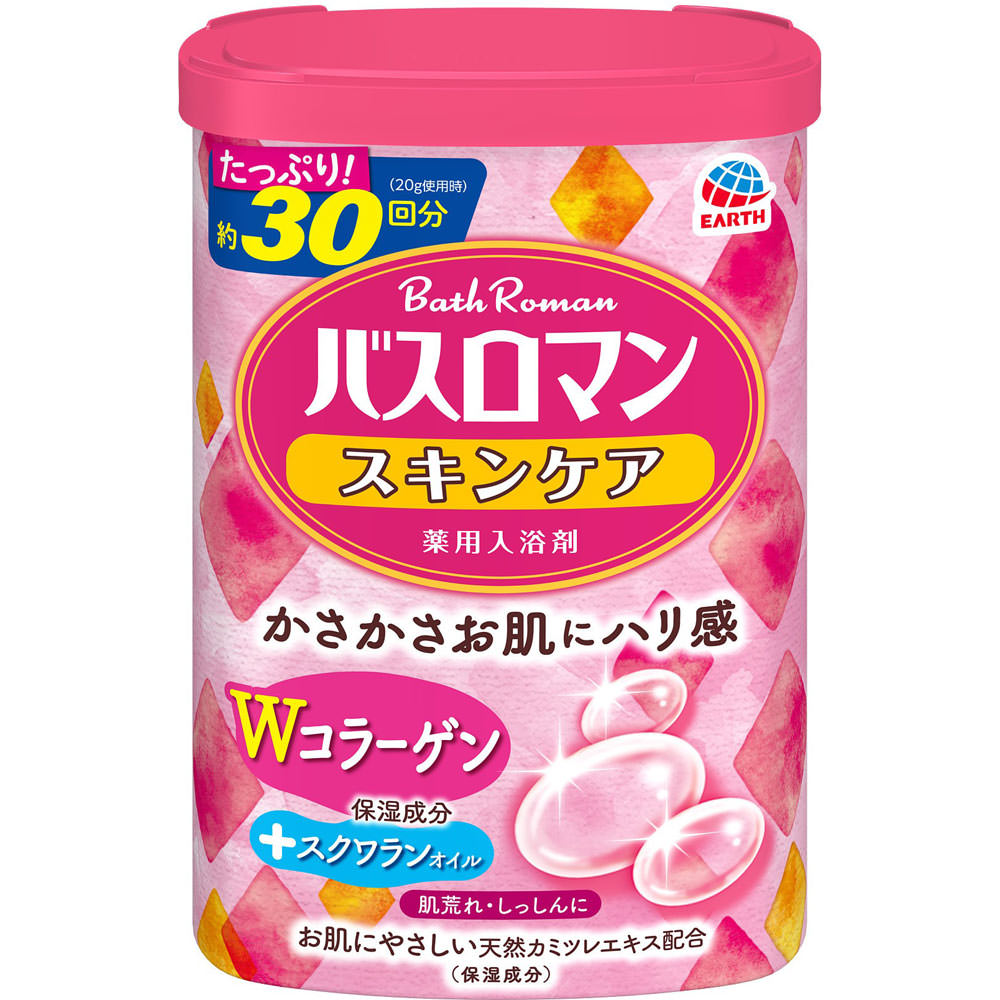 バスロマン スキンケア Ｗコラーゲン 薬用入浴剤 粉末 ６００ｇ アース製薬 (医薬部外品)