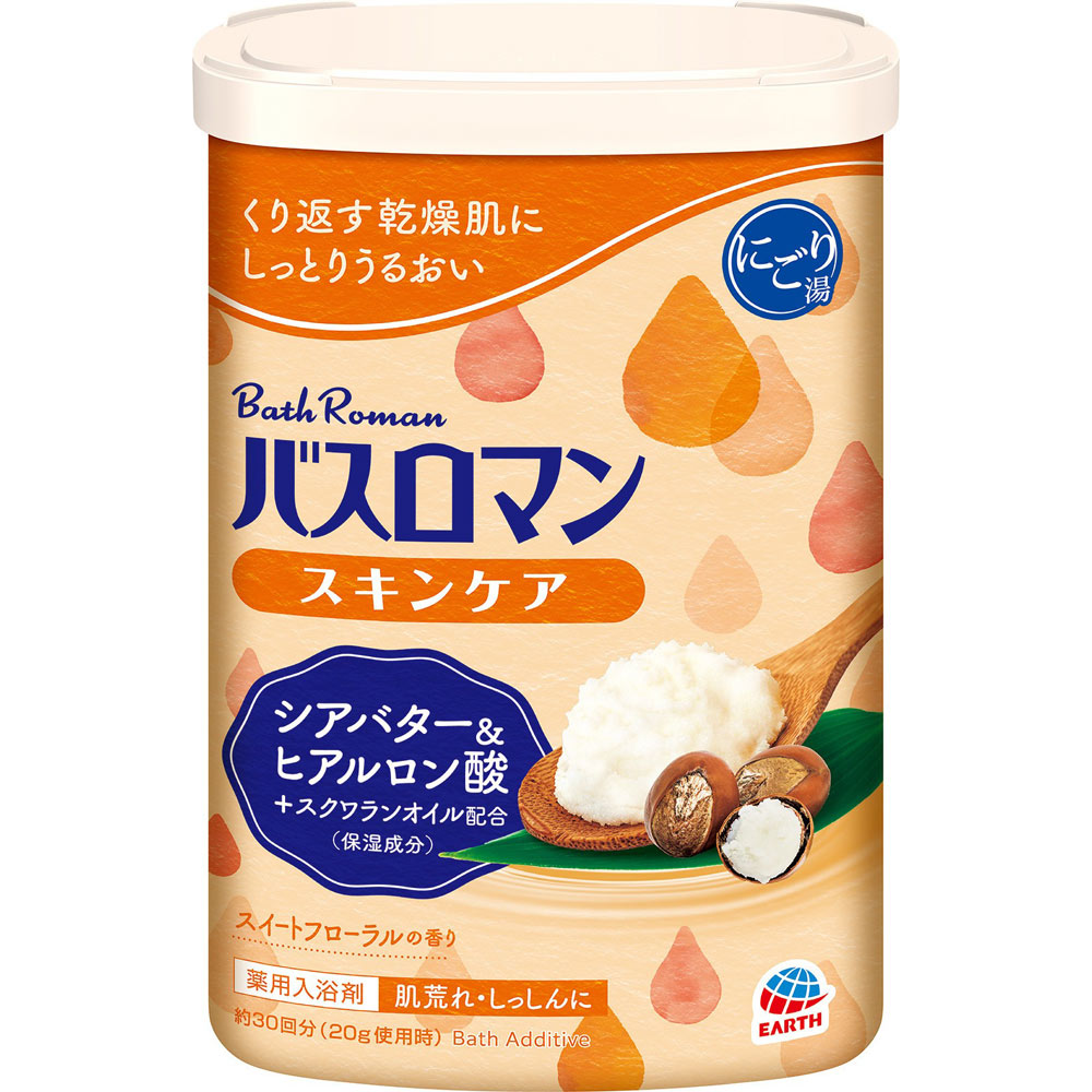 バスロマン スキンケア シアバター＆ヒアルロン酸 薬用入浴剤 粉末 ６００ｇ アース製薬 (医薬部外品)