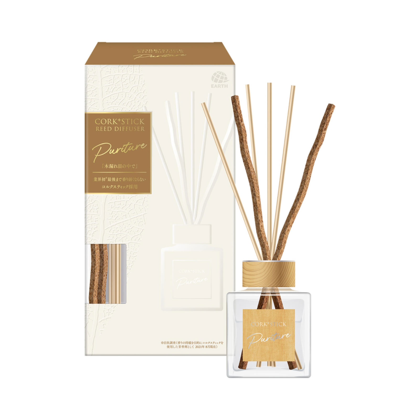 スッキーリ！ コルク＋スティック ピュリチャー 木漏れ日の中で 芳香剤 リードディフューザー １００ｍｌ アース製薬