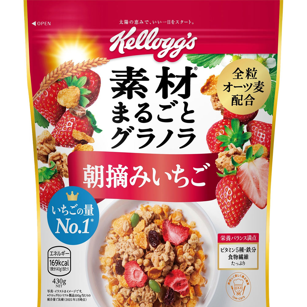 素材まるごとグラノラ　朝摘みいちご ４３０ｇ 日本ケロッグ