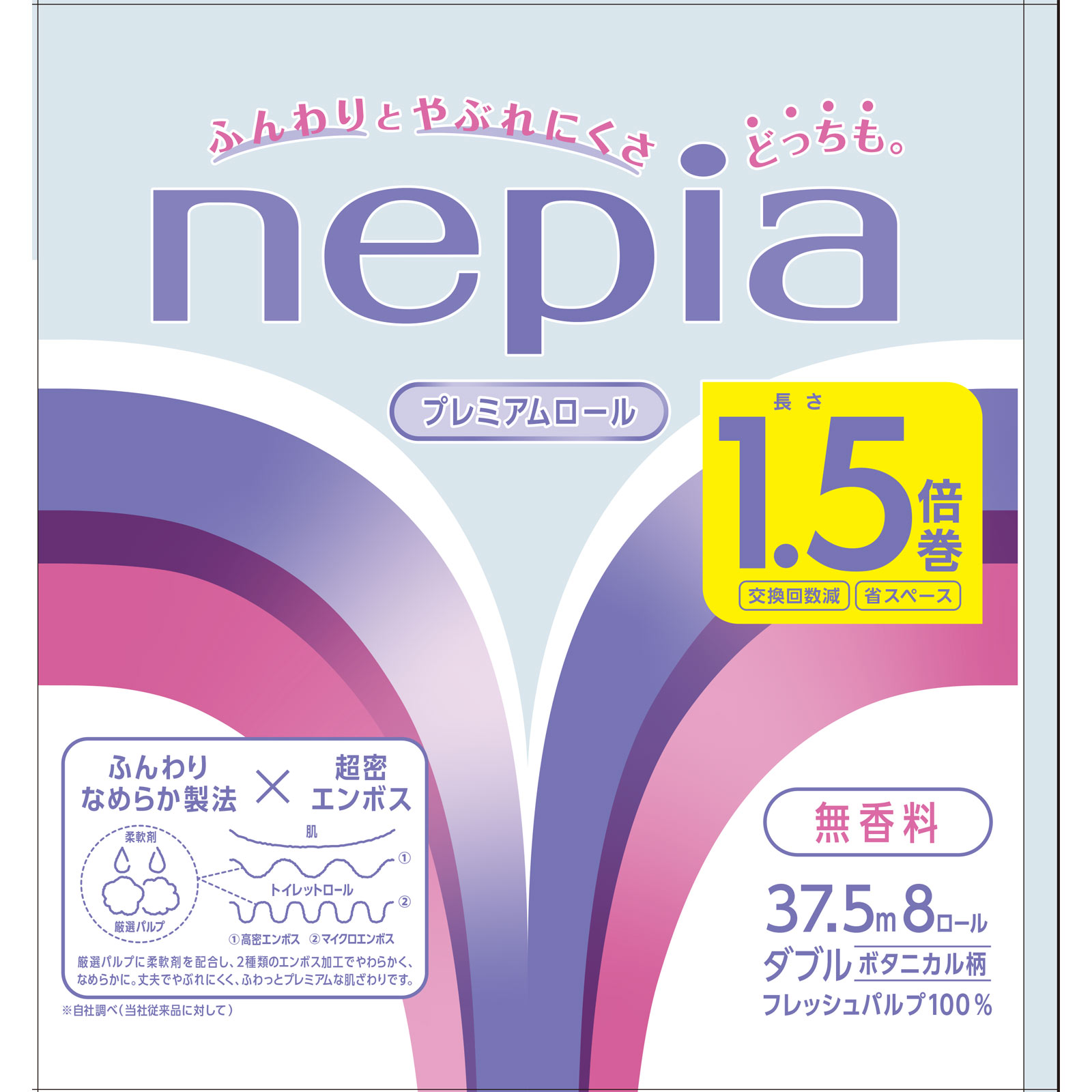 ネピアトイレットロール１．５倍巻 ボタニカル ３７．５ｍ　８Ｒ 王子ネピア