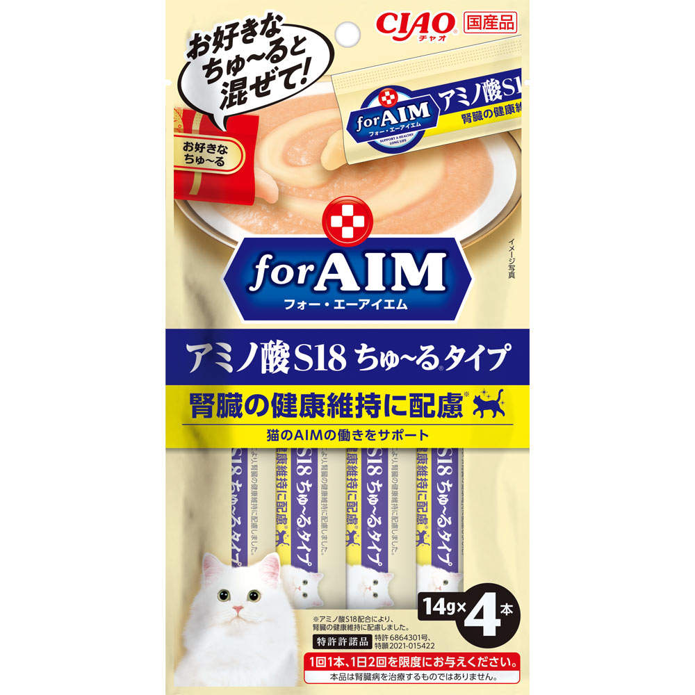 ＣＩＡＯ（チャオ）ｆｏｒ　ＡＩＭ　アミノ酸Ｓ１８ちゅ～るタイプ １４ｇ×４本 いなば食品