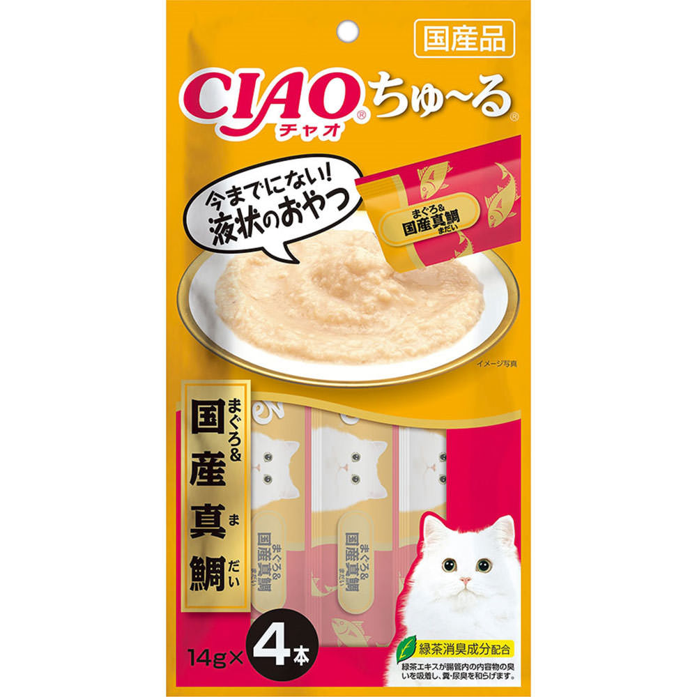 チャオ ちゅ～る まぐろ＆国産真鯛 １４ｇ×４本 いなば食品