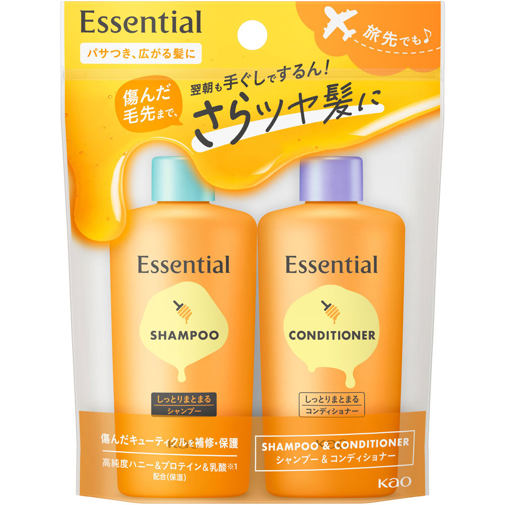 エッセンシャル しっとりまとまる シャンプー&コンディショナー ミニセット 90mL 花王