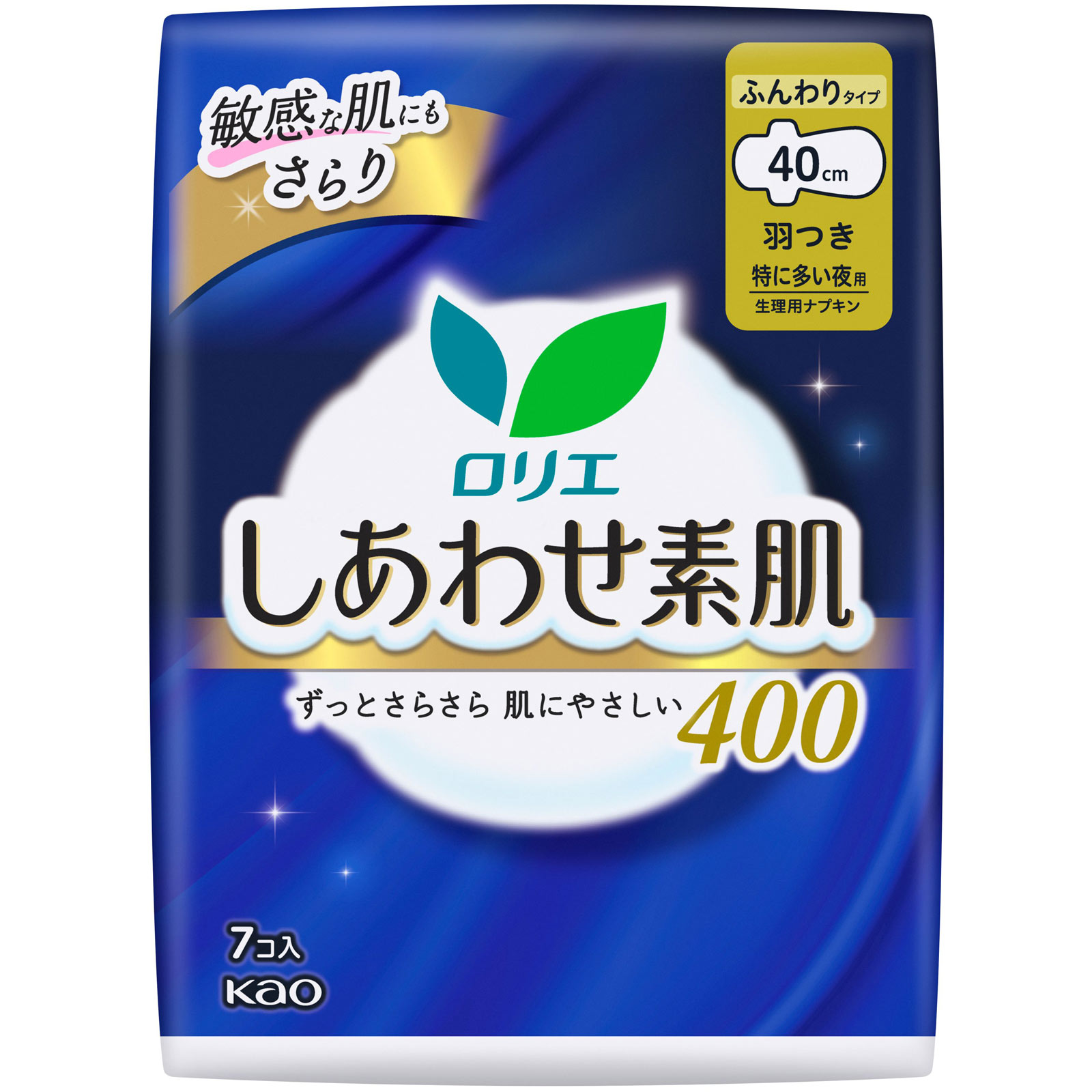 ロリエ しあわせ素肌 特に多い夜用40cm 羽つき 7コ 花王 (医薬部外品)