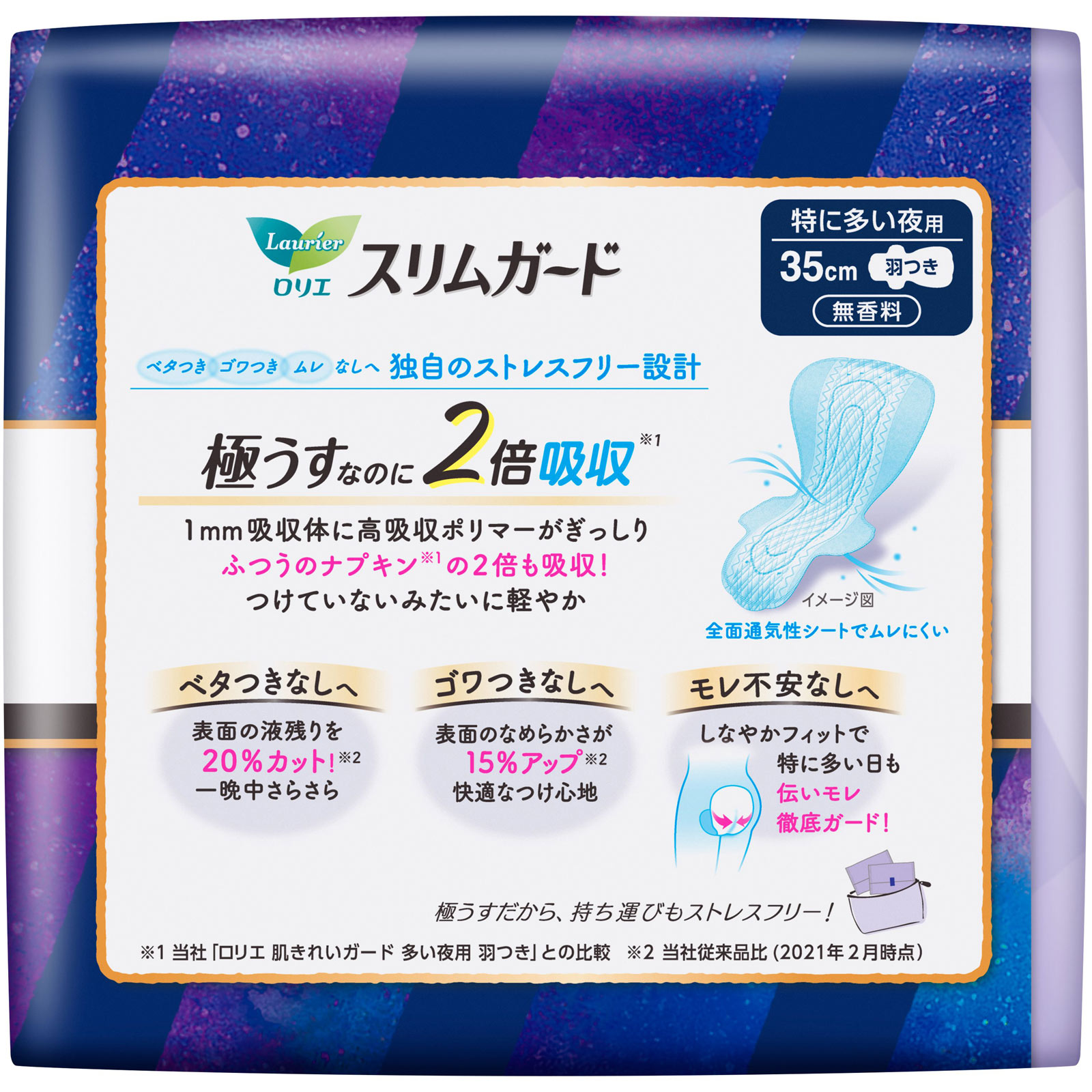 ロリエ スリムガード しっかり夜用 350 13コ 花王 (医薬部外品)