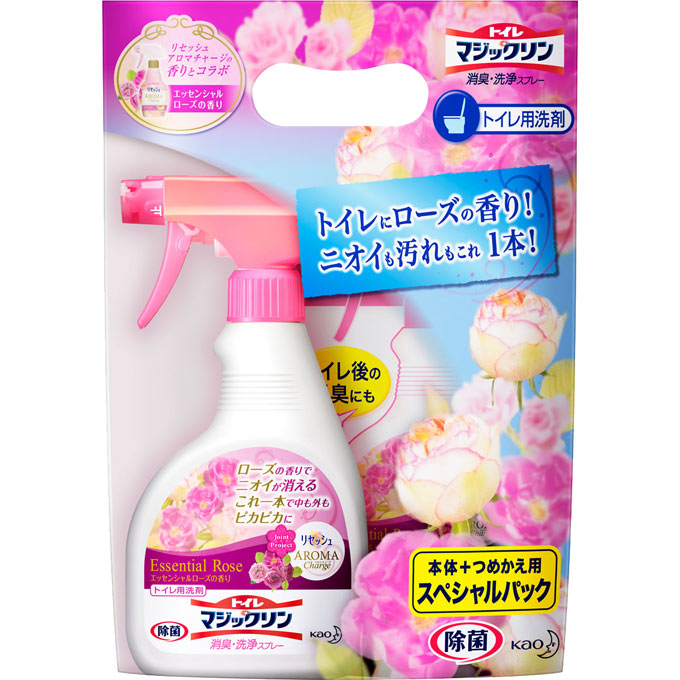 トイレマジックリン 消臭・洗浄スプレー エッセンシャルローズの香り 本体＋つめかえ用 ７５０ＭＬ 花王